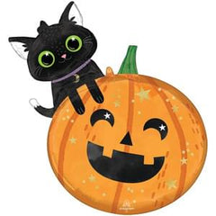 Halloween Cat & Pumpkin Super Shape Foil Balloon