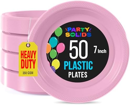 7 in. Pink Plastic Plates | 50 Count