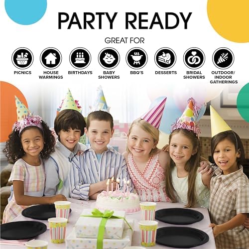 9 in. Black Plastic Plates | 50 Count