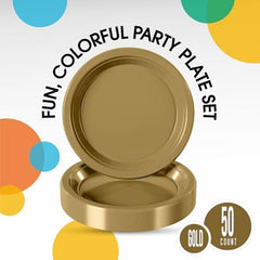 9 in. Gold Plastic Plates | 50 Count
