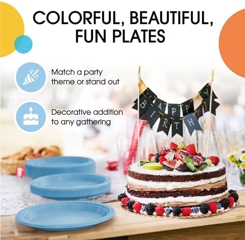 9 in. Light Blue Plastic Plates | 50 Count