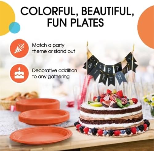 9 in. Orange Plastic Plates | 50 Count