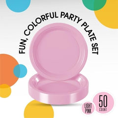 9 in. Pink Plastic Plates | 50 Count