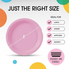 9 in. Pink Plastic Plates | 50 Count
