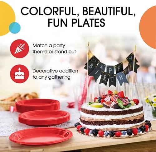 9 in. Red Plastic Plates | 50 Count