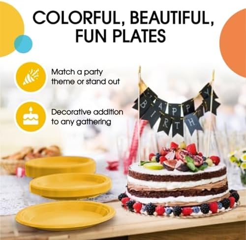 9 in. Yellow Plastic Plates | 50 Count