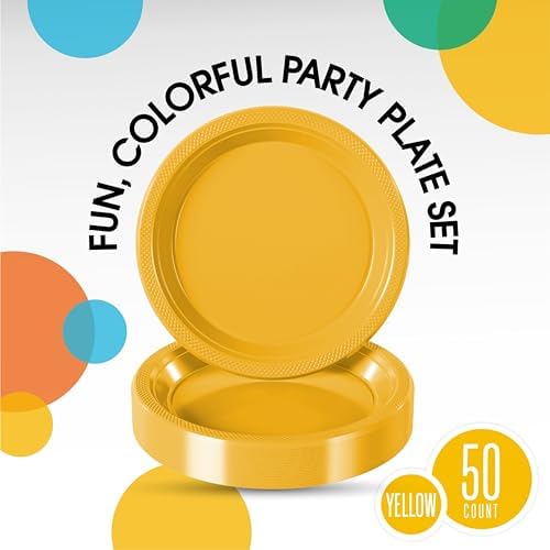 7 in. Yellow Plastic Plates | 50 Count