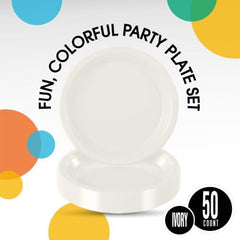10 in. Ivory Plastic Plates | 50 Count