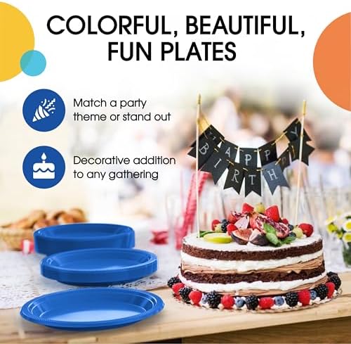 10 in. Dark Blue Plastic Plates | 50 Count