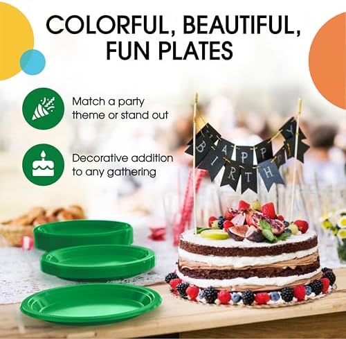 10 in. Emerald Green Plastic Plates | 50 Count
