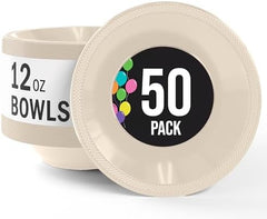 12 Oz. Ivory Plastic Bowls | 50 Count