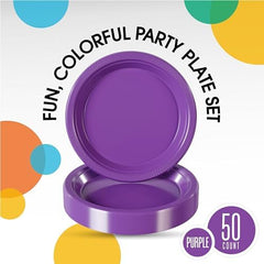 10 in. Purple Plastic Plates | 50 Count
