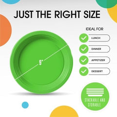 9 in. Lime Green Plastic Plates | 50 Count