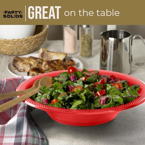 12 Oz. Red Plastic Bowls | 50 Count