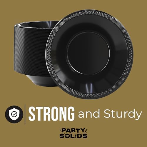 12 Oz. Black Plastic Bowls | 50 Count