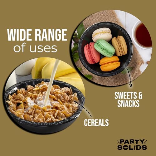 12 Oz. Black Plastic Bowls | 50 Count