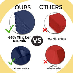 Premium Navy Blue Plastic Table Covers | 12 Pack | 54 in. x 108 in.