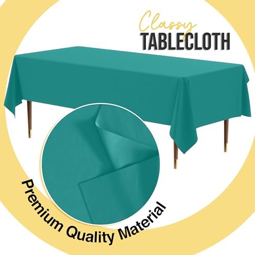 Premium Teal Plastic Table Covers | 12 Pack | 54 in. x 108 in.