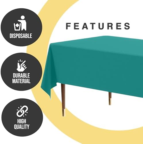 Premium Teal Plastic Table Covers | 12 Pack | 54 in. x 108 in.
