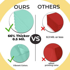 Premium Mint Plastic Table Covers | 12 Pack | 54 in. x 108 in.