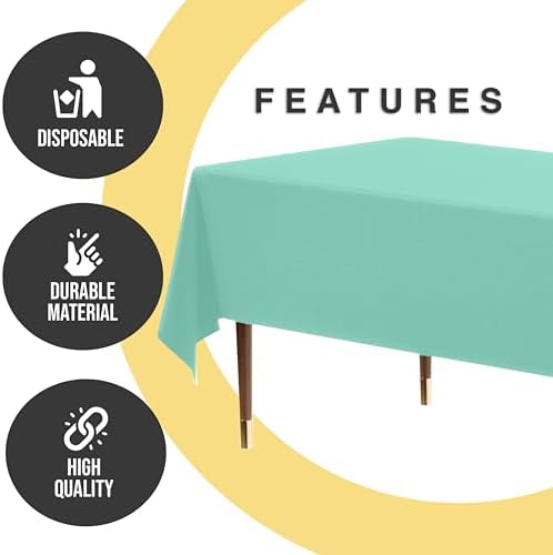Premium Mint Plastic Table Covers | 12 Pack | 54 in. x 108 in.