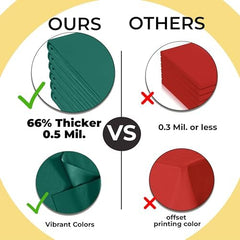 Premium Dark Green Plastic Table Covers | 12 Pack | 54 in. x 108 in.
