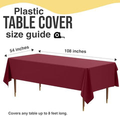 Premium Burgundy Plastic Table Covers | 12 Count | 54 in. x 108 in.