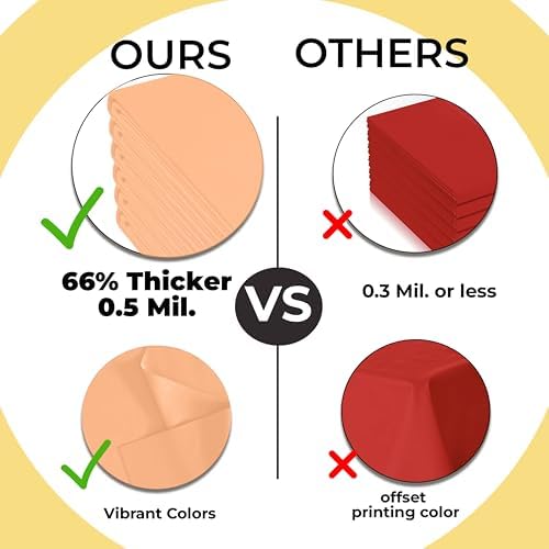 Premium Peach Plastic Table Covers | 12 Pack | 54 in. x 108 in.