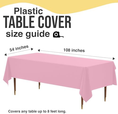 Premium Pink Plastic Table Covers | 12 Pack | 54 in. x 108 in.