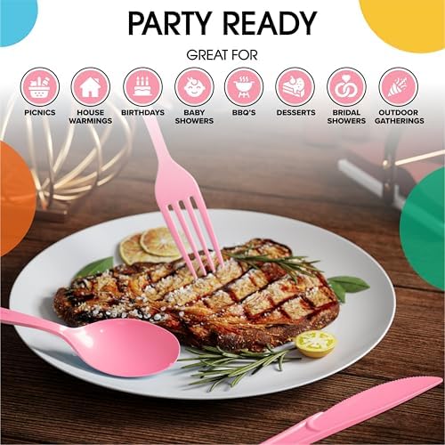Heavy Duty light Pink Cutlery Combo | 7.5 in. | 80 Count