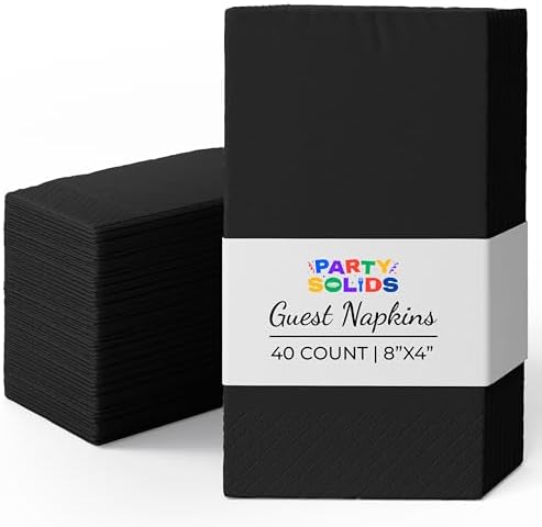 Black Guest Towel Napkins | 8 in. x 4 in. | 40 Ct.