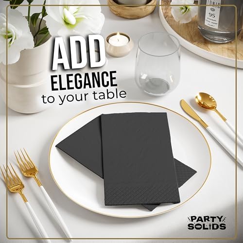 Black Guest Towel Napkins | 8 in. x 4 in. | 40 Ct.