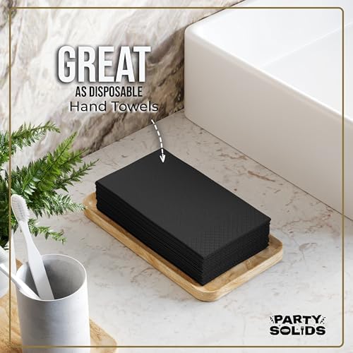 Black Guest Towel Napkins | 8 in. x 4 in. | 40 Ct.