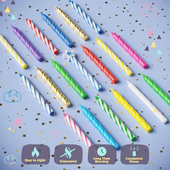 Large Glitter Spiral Birthday Candles - Primary Colors