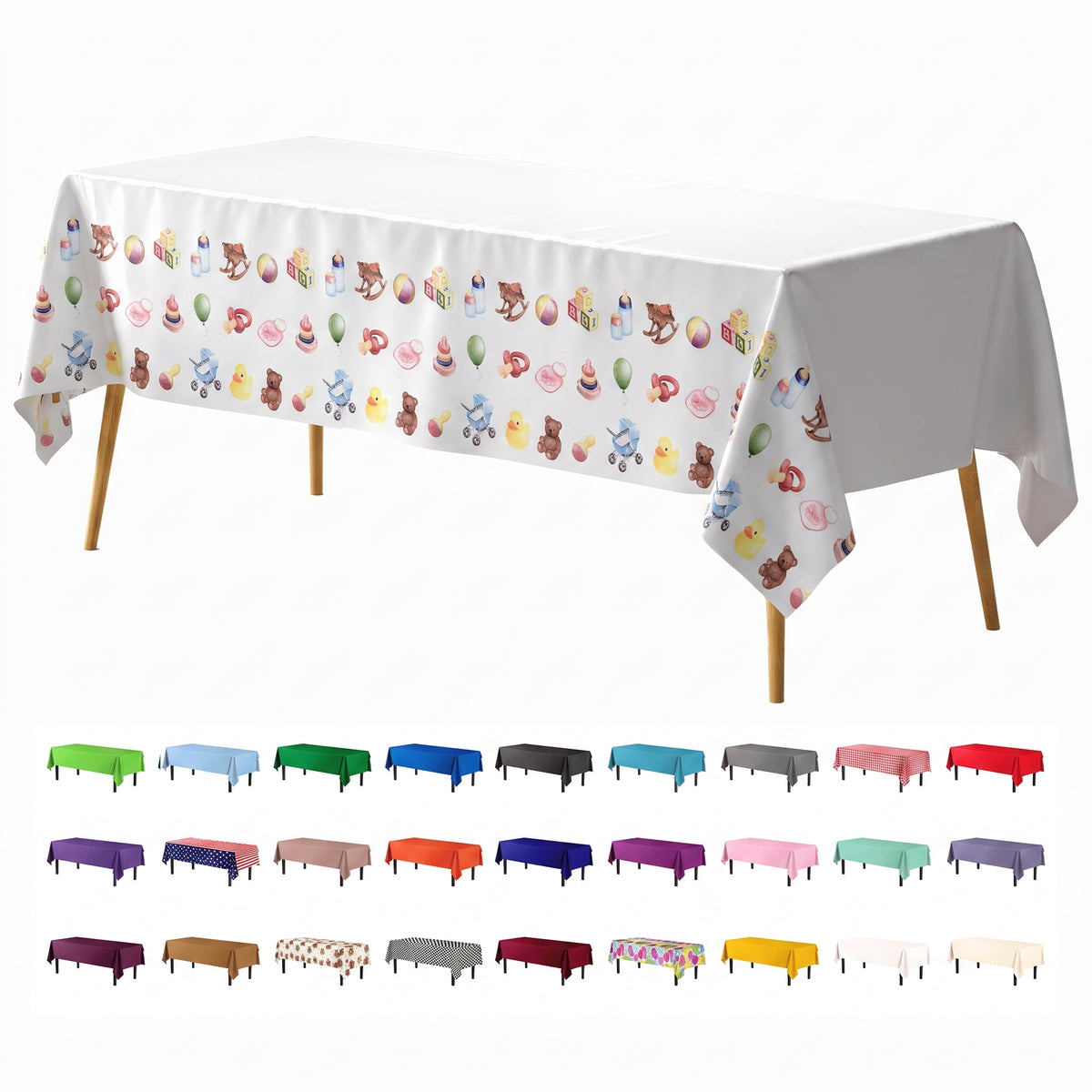 Baby Designs Plastic Table Cover | 54 in. x 90 in.