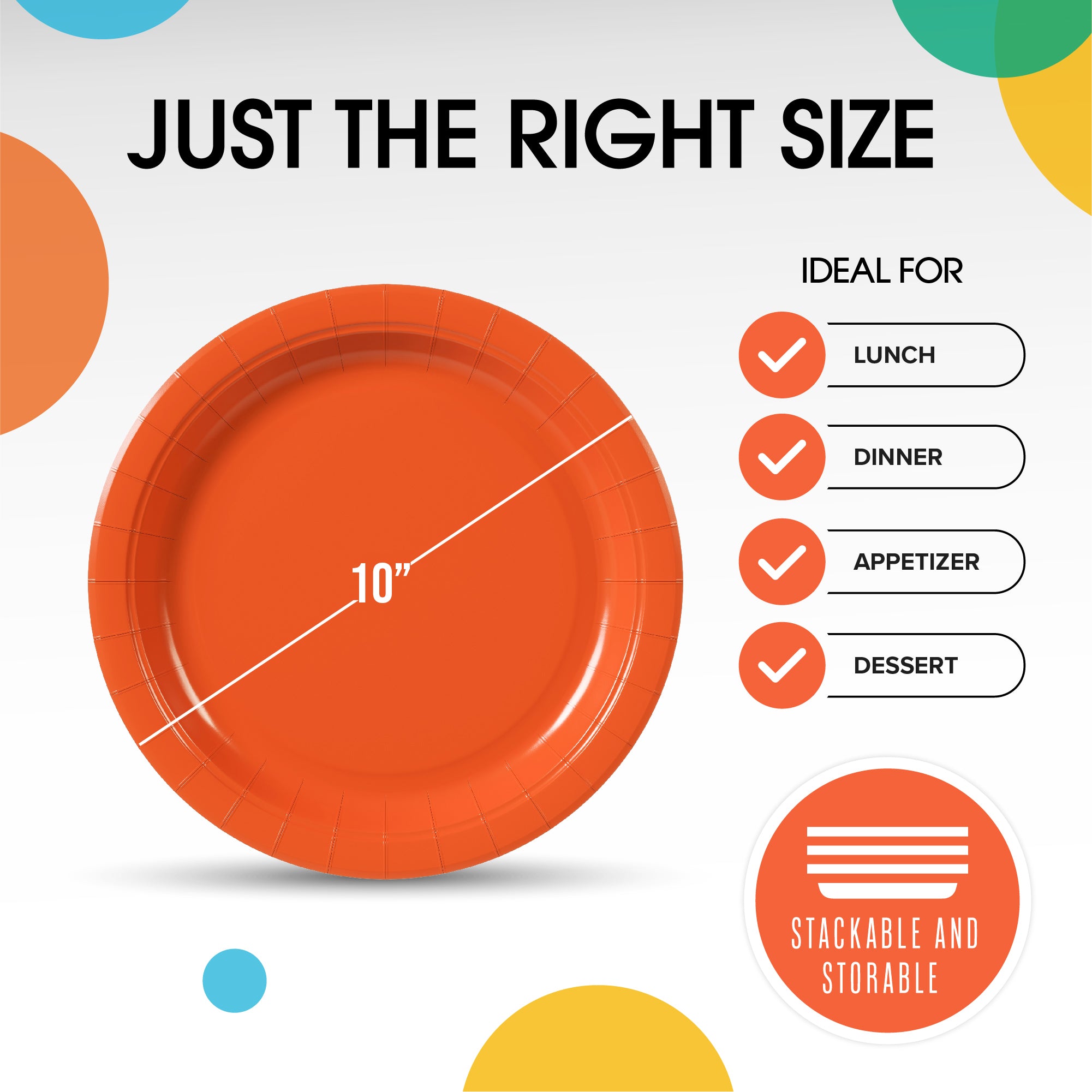 10 In. Orange Paper Plates - 50 Ct.