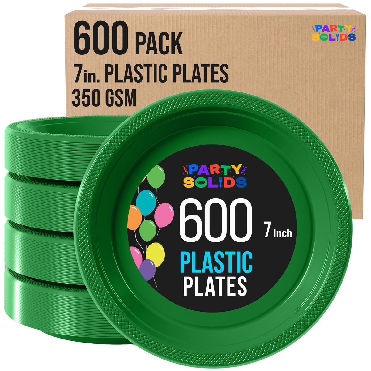 7 in. Emerald Green Plastic Plates | Case of 600