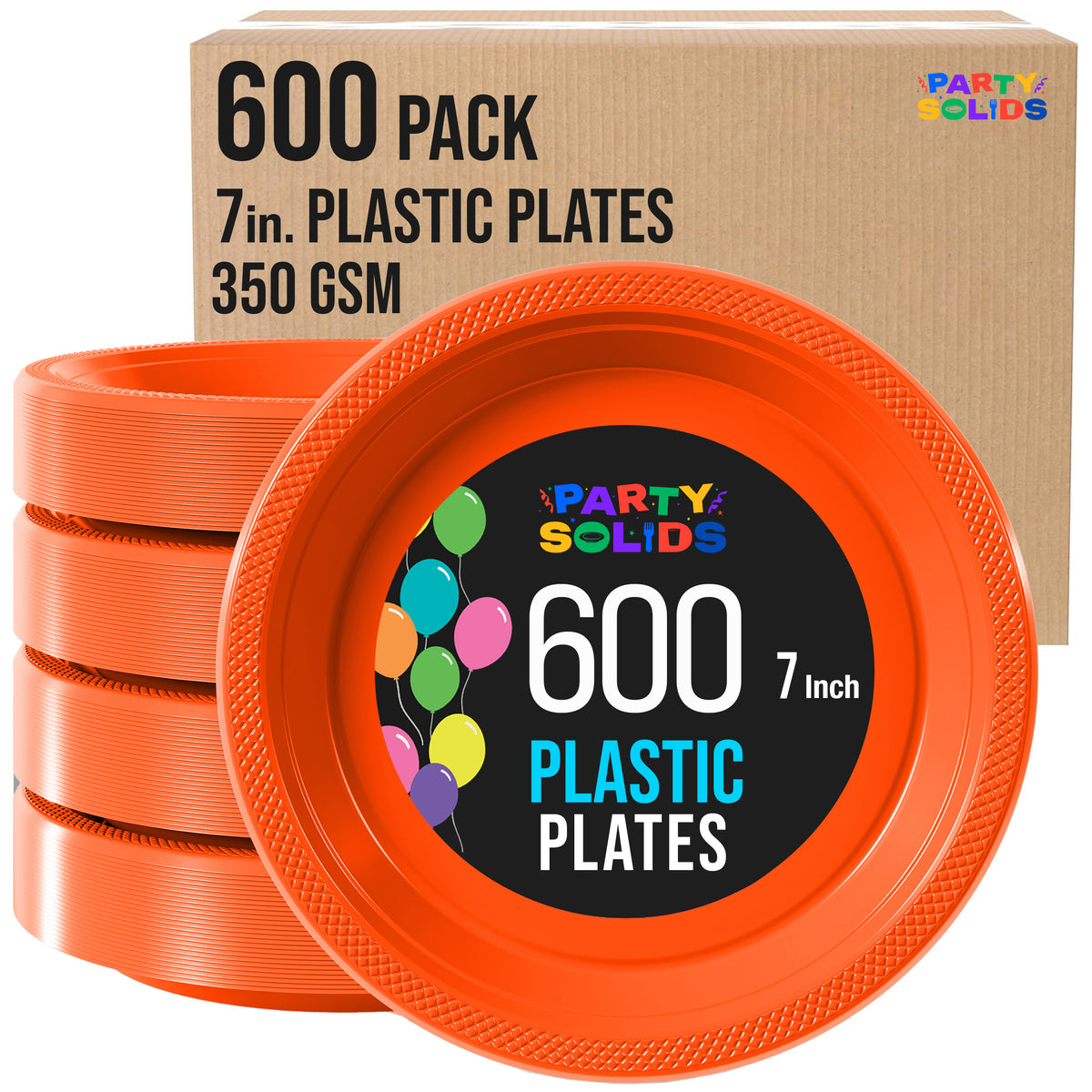 7 in. Orange Plastic Plates | Case of 600