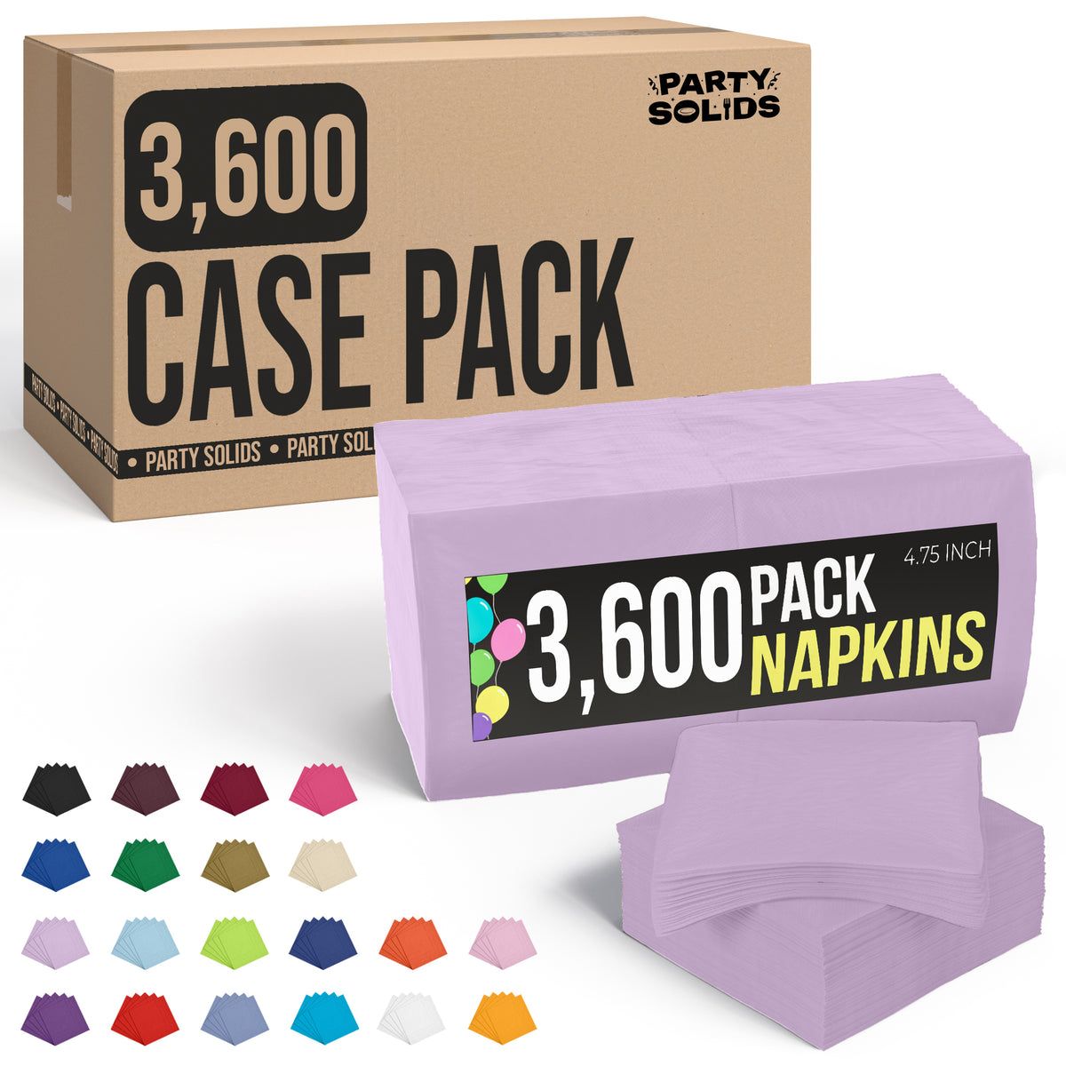 Lavender Beverage Napkins | 4.75 in. x 4.75 in. | Case of 3600