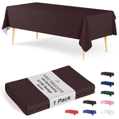 Brown Flannel Backed Plastic Table Cover 54 in. x 108 in.