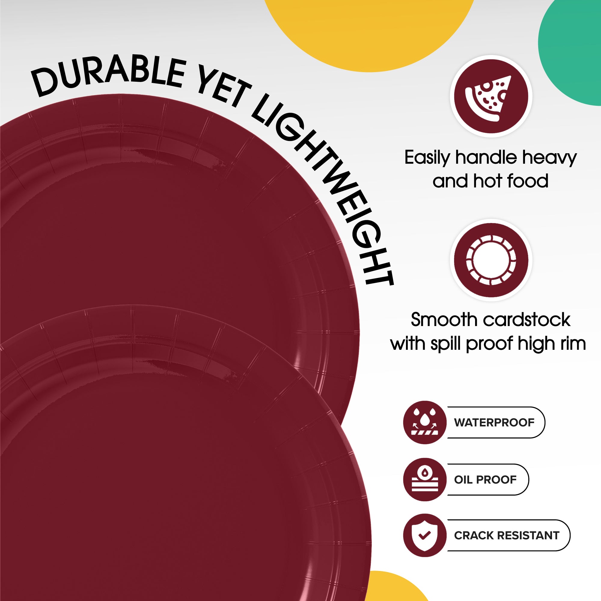 10 In. Burgundy Paper Plates - 20 Ct.
