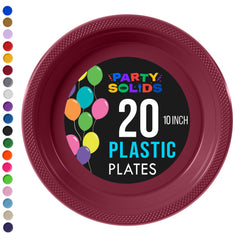 10 in. Burgundy Plastic Plates | 20 Ct.