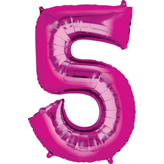 Bright Pink Number "5" Foil Balloon | 34"
