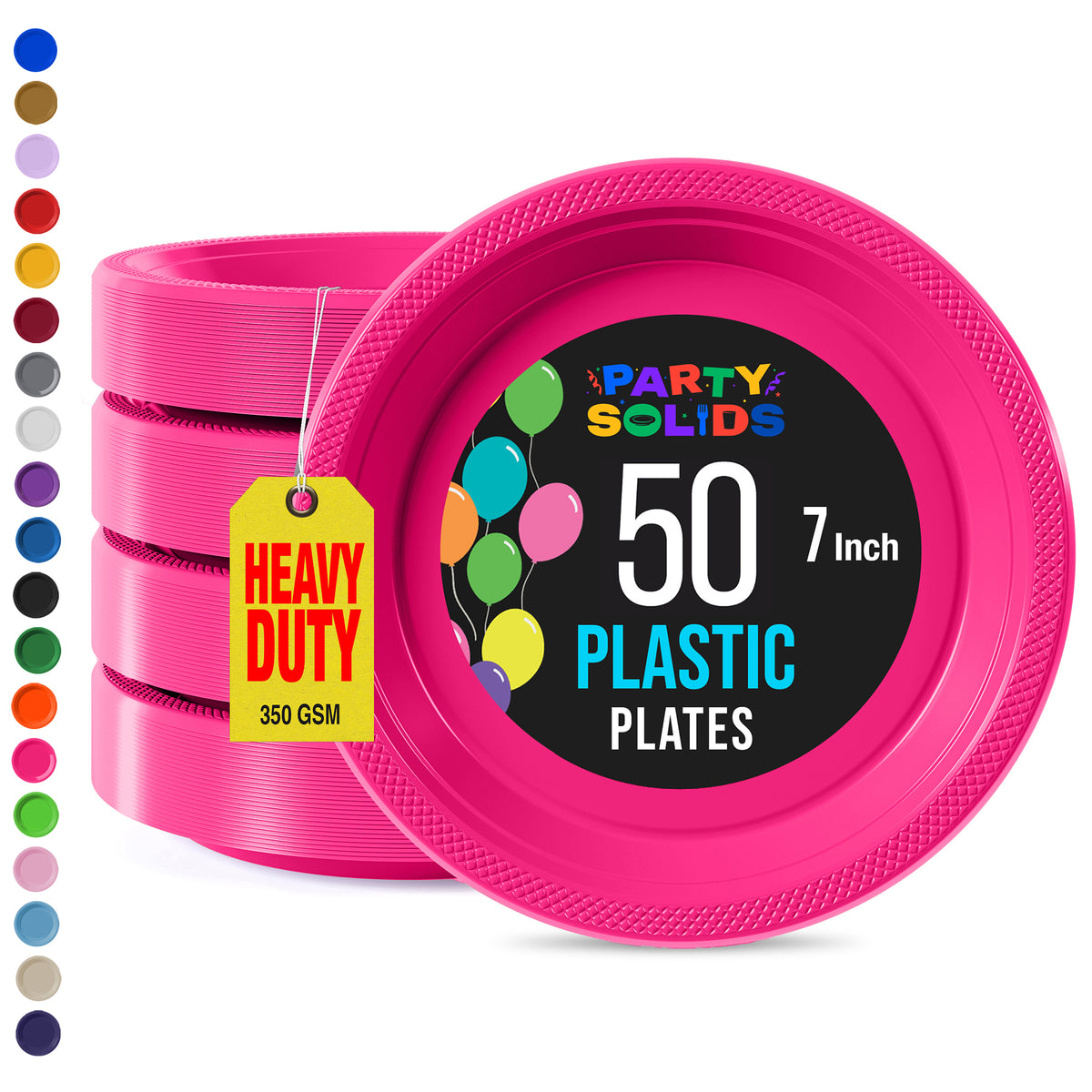7 in. Cerise Plastic Plates | 50 Count