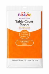 Vibrant Orange Plastic Table Cover - 54x108 Inches