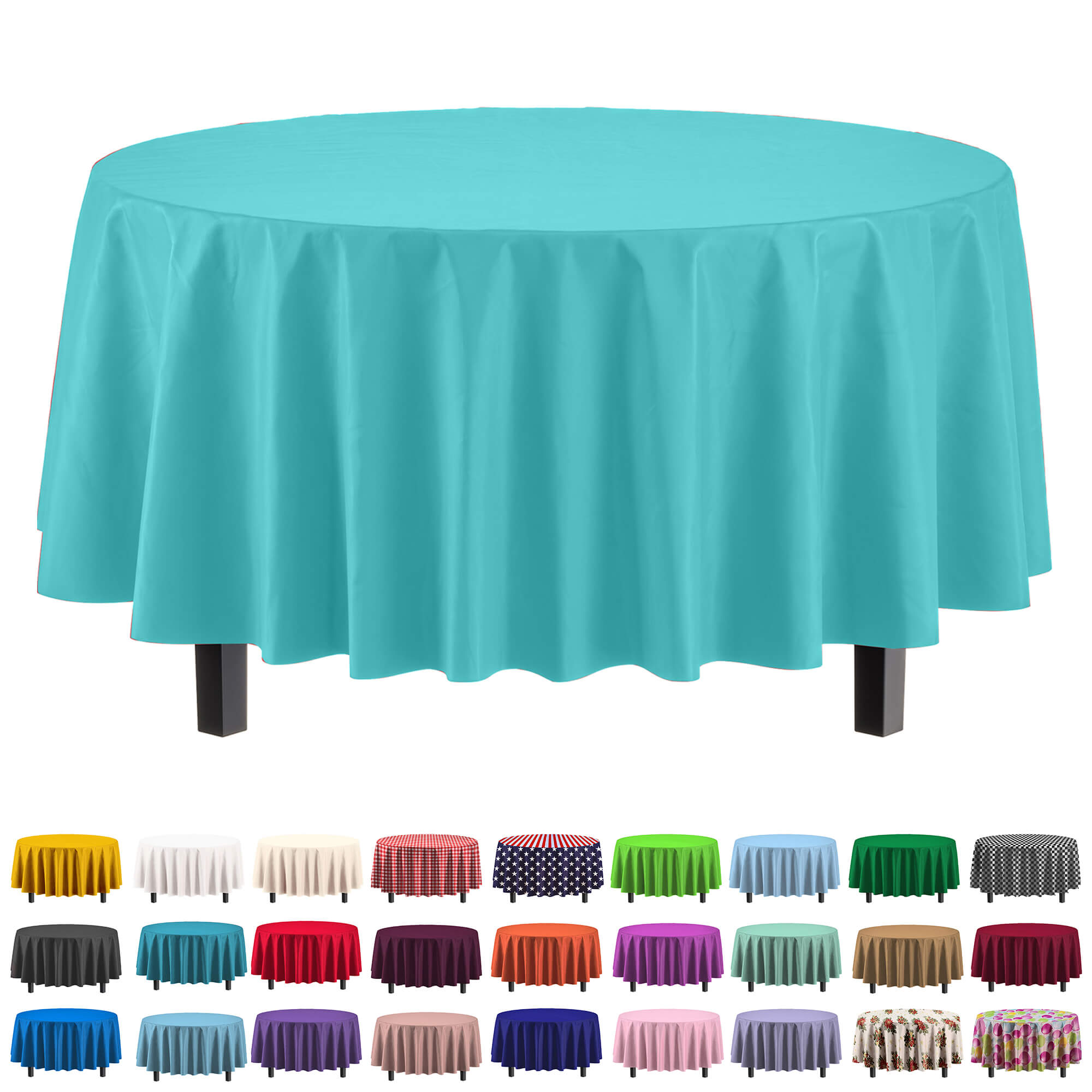 Round Aqua Blue Table Cover