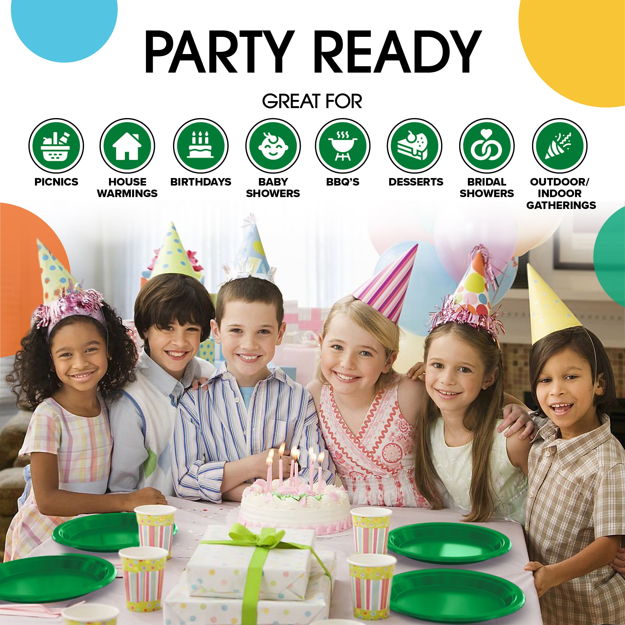7 in. Emerald Green Plastic Plates | 20 Ct.
