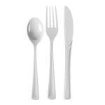 White Cutlery Combo Set | 50 Forks 50 Spoons And 50 Knives - 7.5 in.