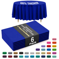 Premium Round Dark Blue Plastic Table Covers | 6 Pack | 84 in.