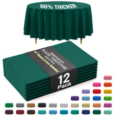 Premium Round Dark Green Plastic Table Covers | 12 Pack | 84 in.